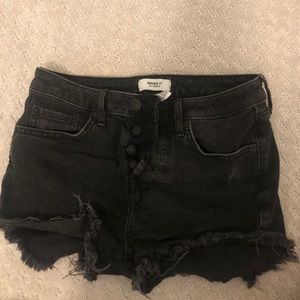 Ripped black jean shorts